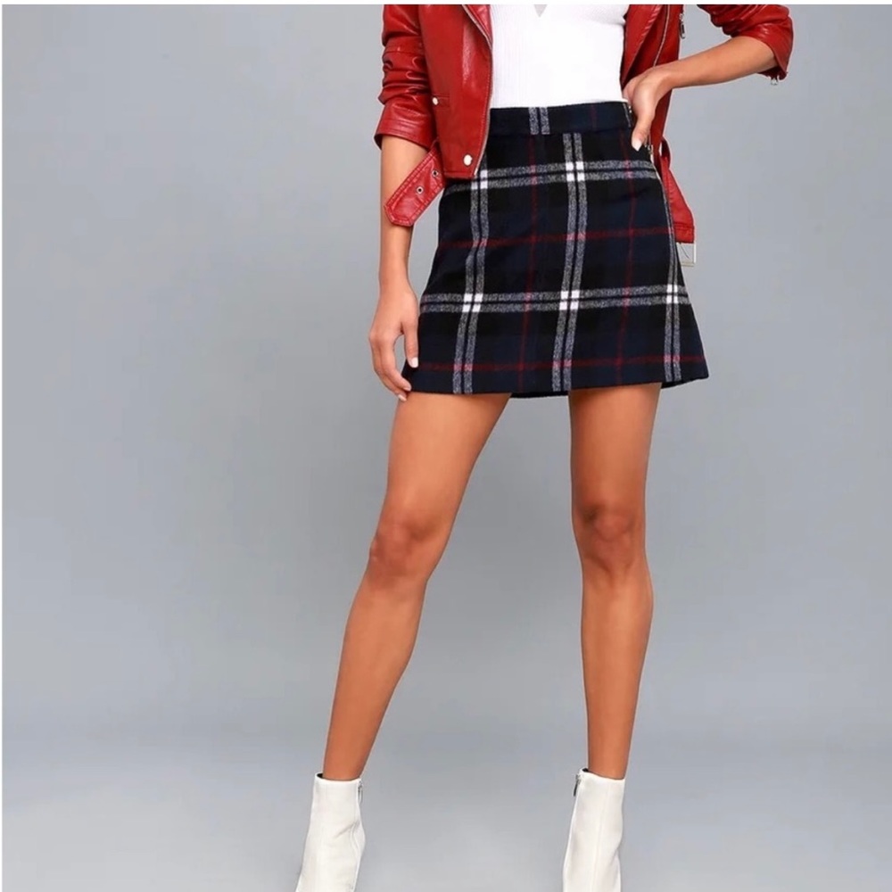 Lulus plaid wool skirt